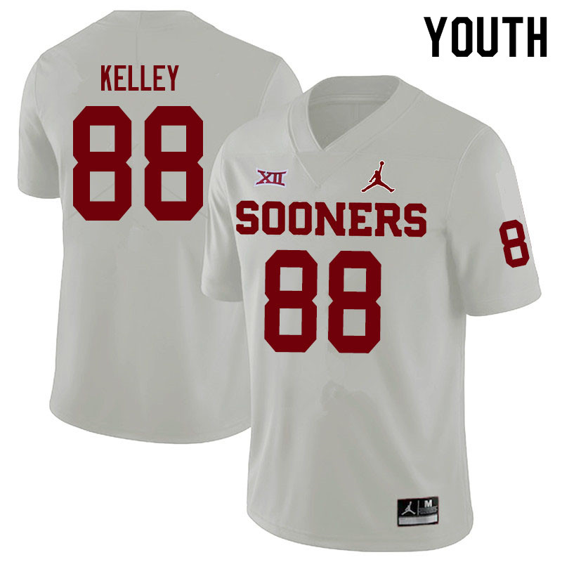 Youth #88 Jordan Kelley Oklahoma Sooners Jordan Brand College Football Jerseys Sale-White